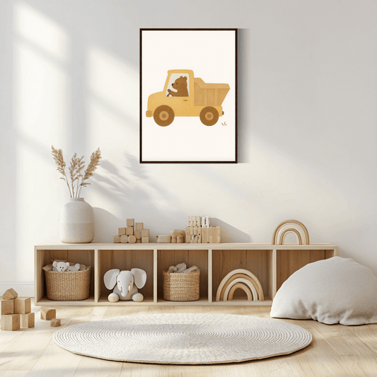 Bär im Transporter-Kinderposter P042