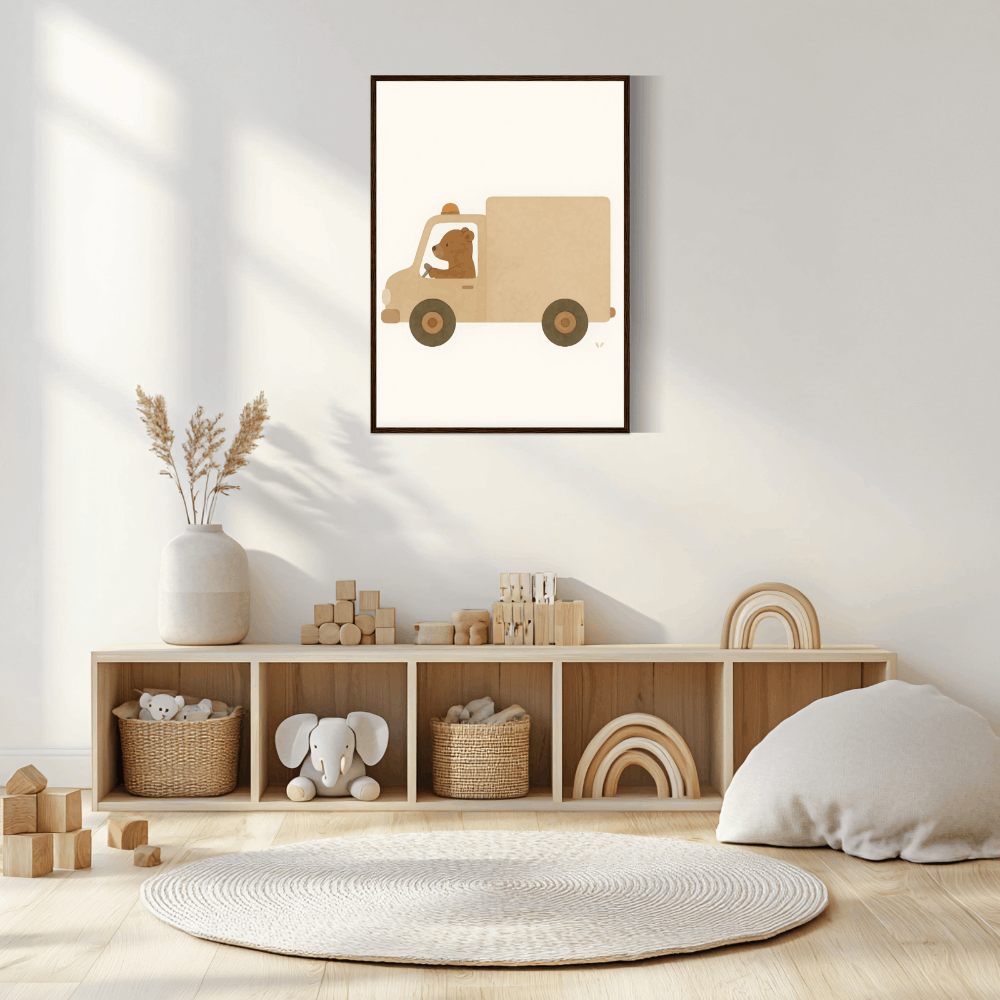 Bär im Krankenwagen-Kinderposter P044