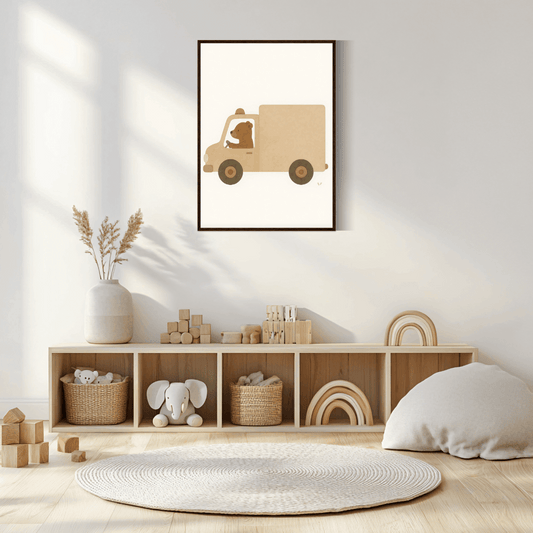 Bär im Krankenwagen-Kinderposter P044