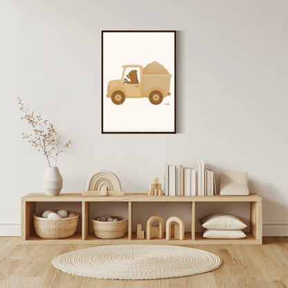 Bär im Transporter-Kinderposter P043