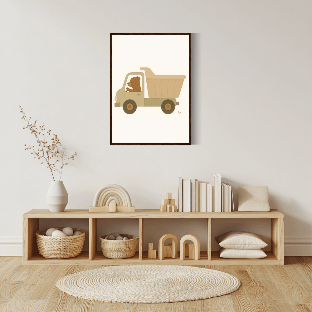 Bär im Transporter-Kinderposter P047