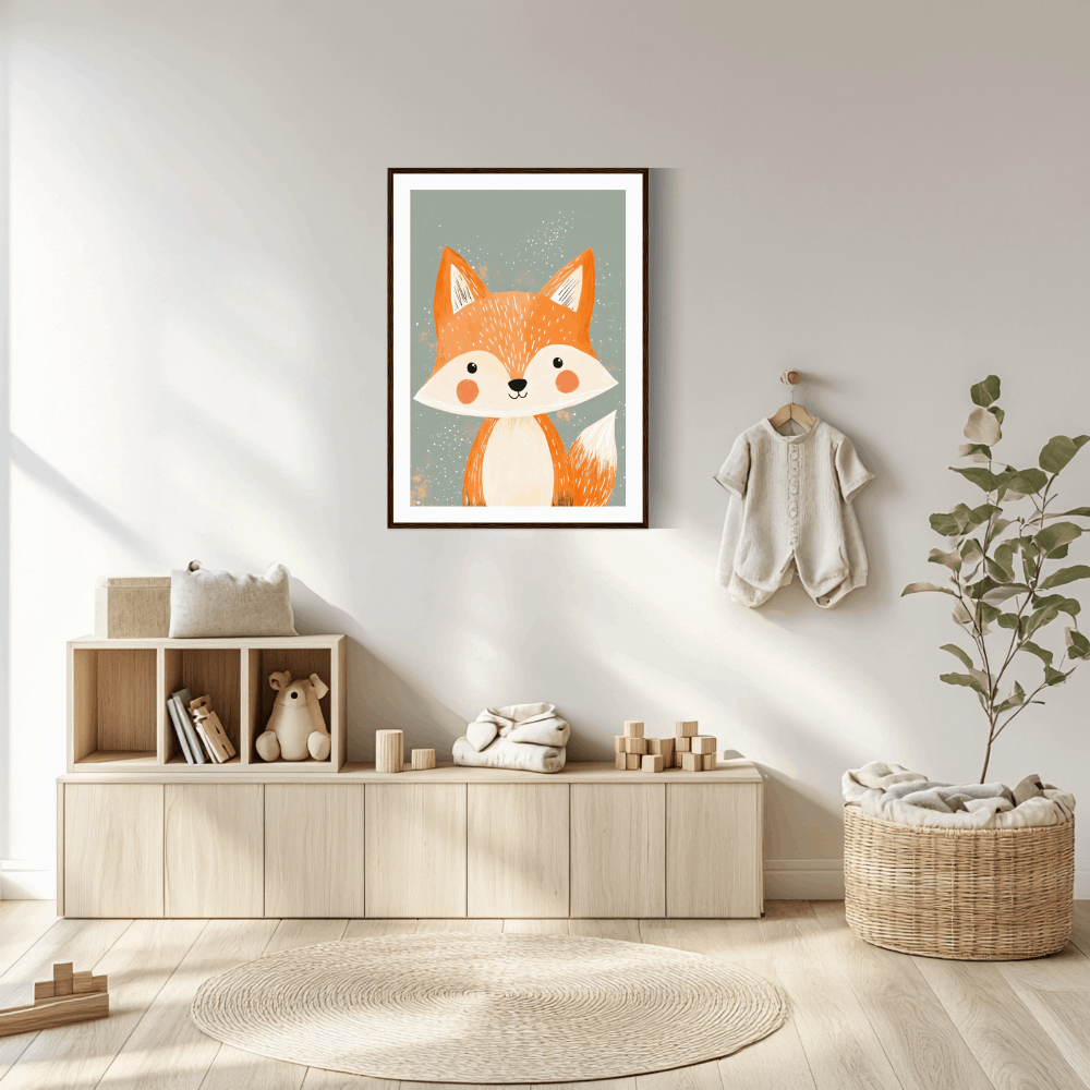 Farbenfrohes Babyfuchs-Poster P026